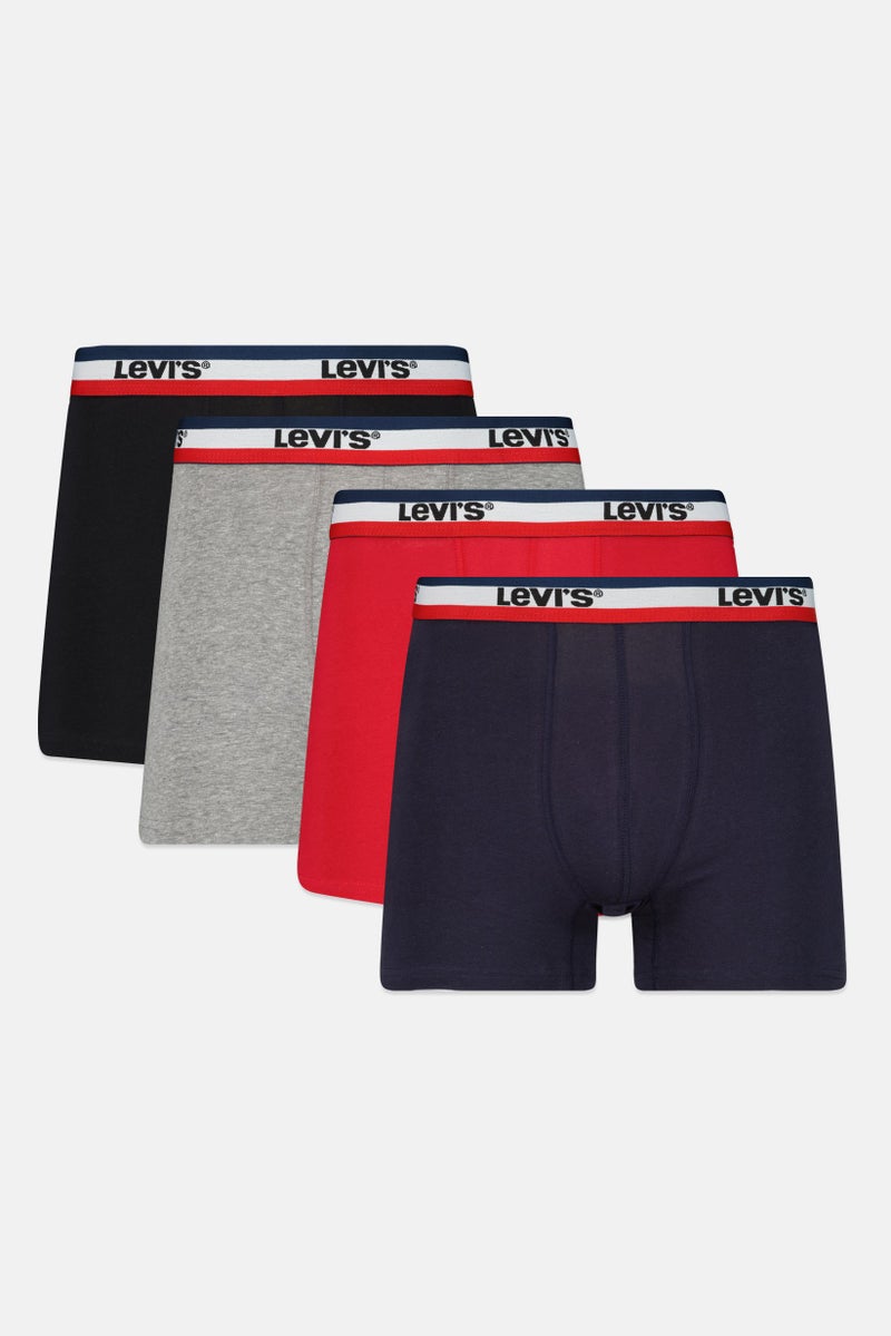 Men 4 Pack Brand Logo Boxer Brief, Multicolor