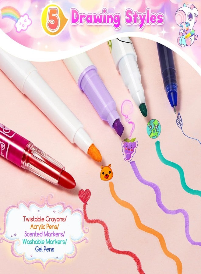 CGBOOM Scented Markers Set with Cute Pencil Case for Kids, 40 Counts Paint Markers as Art Supplies and Creativity Present to Girls, Colored Markers Set Bonus Adorable Animals Stickers for School - Image 2