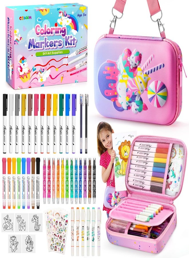 CGBOOM Scented Markers Set with Cute Pencil Case for Kids, 40 Counts Paint Markers as Art Supplies and Creativity Present to Girls, Colored Markers Set Bonus Adorable Animals Stickers for School - Image 1