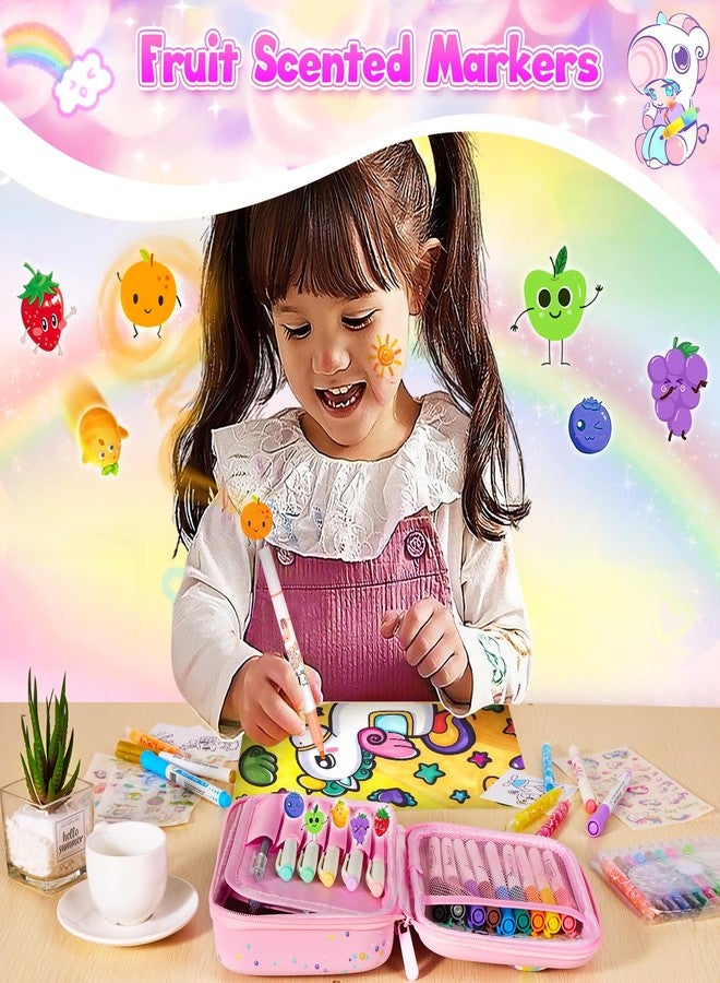 CGBOOM Scented Markers Set with Cute Pencil Case for Kids, 40 Counts Paint Markers as Art Supplies and Creativity Present to Girls, Colored Markers Set Bonus Adorable Animals Stickers for School - Image 3