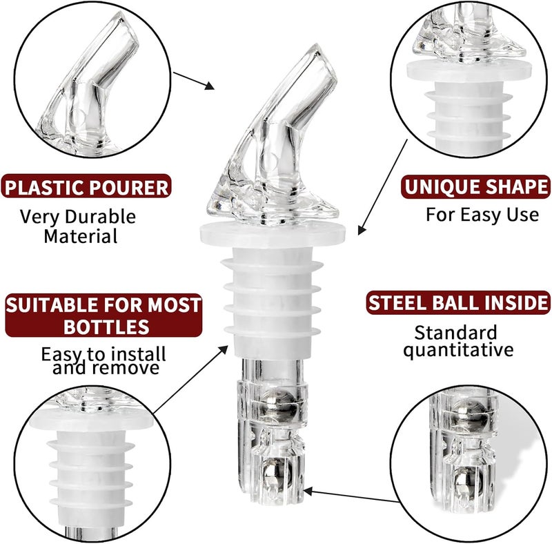SuproBarware Automatic Measured Bottle Pourer 1.5oz - Quick Shot Spirit Measure Pourer Drinks Wine Cocktail Dispenser Home Bar Tools (4 pack ringless) - Image 2