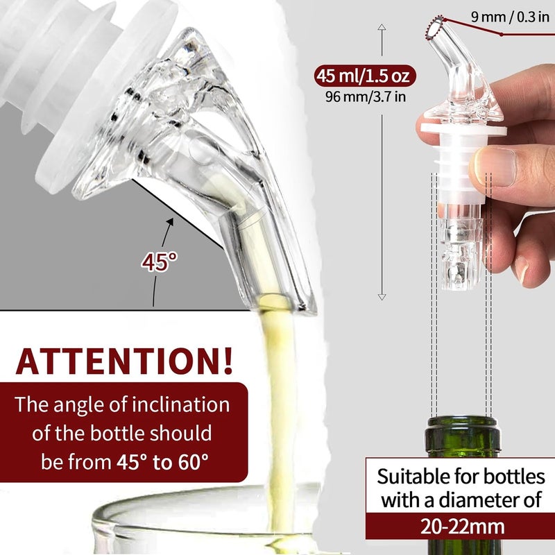 SuproBarware Automatic Measured Bottle Pourer 1.5oz - Quick Shot Spirit Measure Pourer Drinks Wine Cocktail Dispenser Home Bar Tools (4 pack ringless) - Image 3