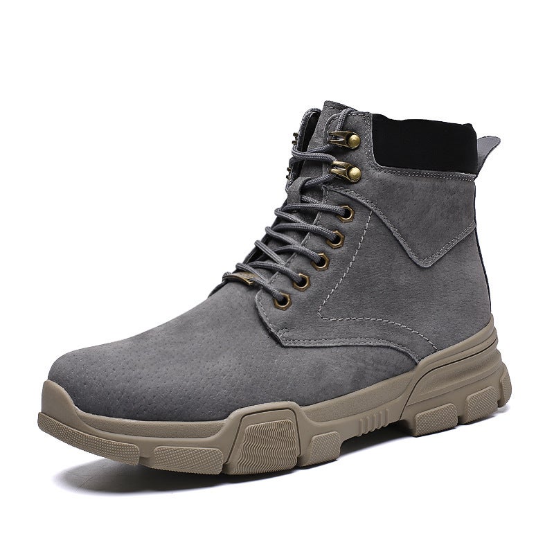 Short Boots Men'S High-Top Cotton Shoes Mid-Top Winter Boots Leather Trendy Couple'S Workwear Military Boots British Martin Boots Women - Image 2