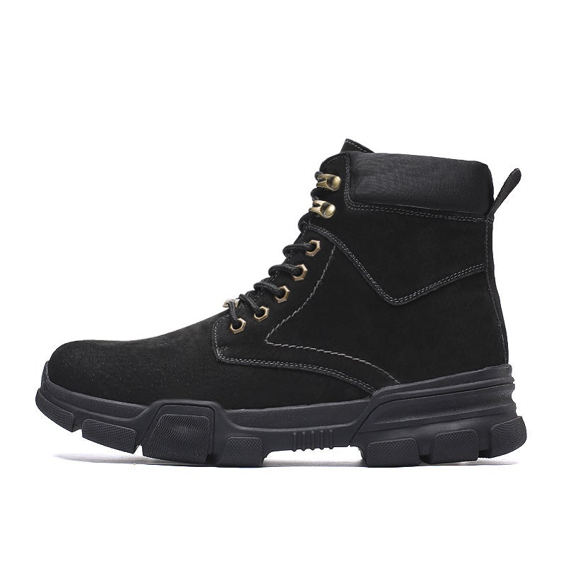 Short Boots Men'S High-Top Cotton Shoes Mid-Top Winter Boots Leather Trendy Couple'S Workwear Military Boots British Martin Boots Women - Image 3