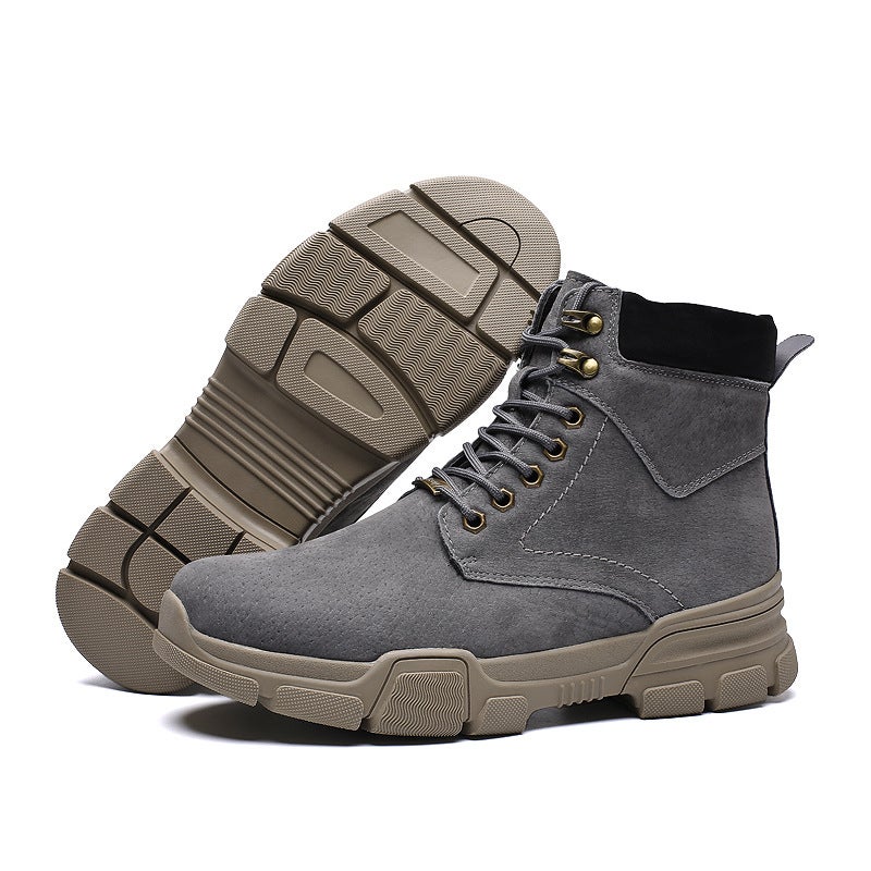 Short Boots Men'S High-Top Cotton Shoes Mid-Top Winter Boots Leather Trendy Couple'S Workwear Military Boots British Martin Boots Women - Image 5
