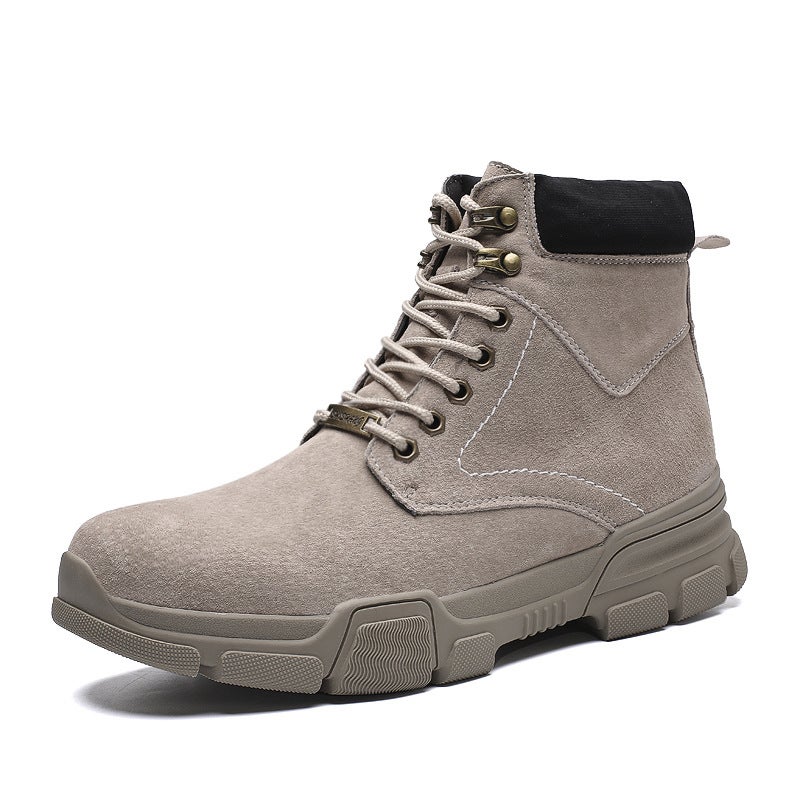Short Boots Men'S High-Top Cotton Shoes Mid-Top Winter Boots Leather Trendy Couple'S Workwear Military Boots British Martin Boots Women - Image 1
