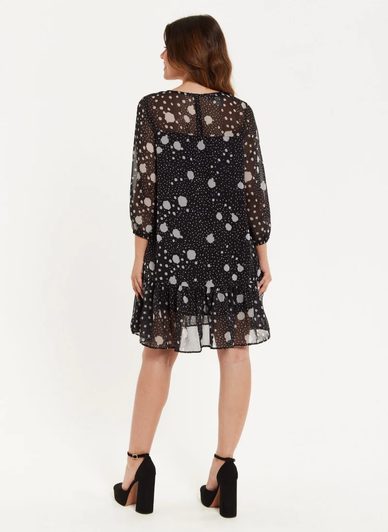Liquorish Polka Dot Print Chiffon Dress