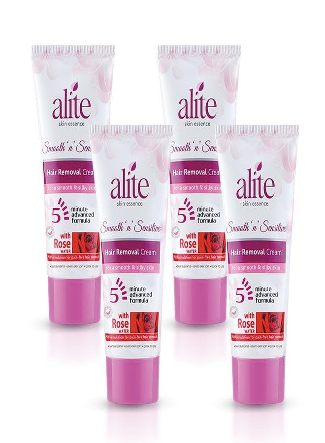 Alite Hair Removal Cream for Women| Painless & Hair Removal | Smooth, Nourished Skin | Enriched with Rose Water, Natural Butter & Aloe Vera Pack of 4 (60g each) - Image 1