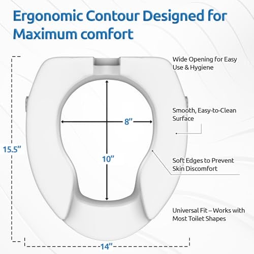THE SRDVX 7® Portable Lightweight Plastic Toilet Commode Seat Raiser Elevator Extension with lid cover Ideal for Handicap, Knee Patients, Old Senior Citizen (White, Size: 6 Inch with Lid) - Image 2