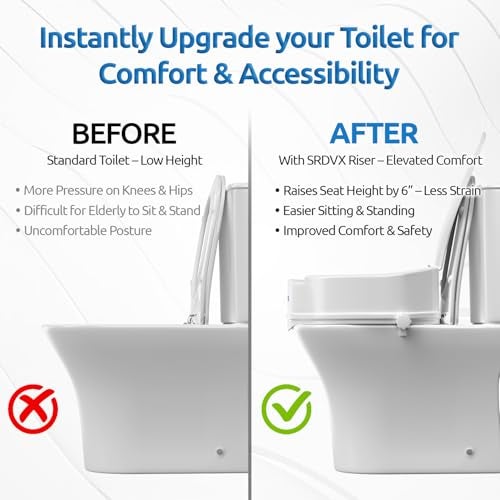 THE SRDVX 7® Portable Lightweight Plastic Toilet Commode Seat Raiser Elevator Extension with lid cover Ideal for Handicap, Knee Patients, Old Senior Citizen (White, Size: 6 Inch with Lid) - Image 3