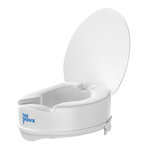 THE SRDVX 7® Portable Lightweight Plastic Toilet Commode Seat Raiser Elevator Extension with lid cover Ideal for Handicap, Knee Patients, Old Senior Citizen (White, Size: 6 Inch with Lid) - Image 1