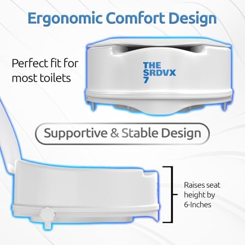 THE SRDVX 7® Portable Lightweight Plastic Toilet Commode Seat Raiser Elevator Extension with lid cover Ideal for Handicap, Knee Patients, Old Senior Citizen (White, Size: 6 Inch with Lid) - Image 5