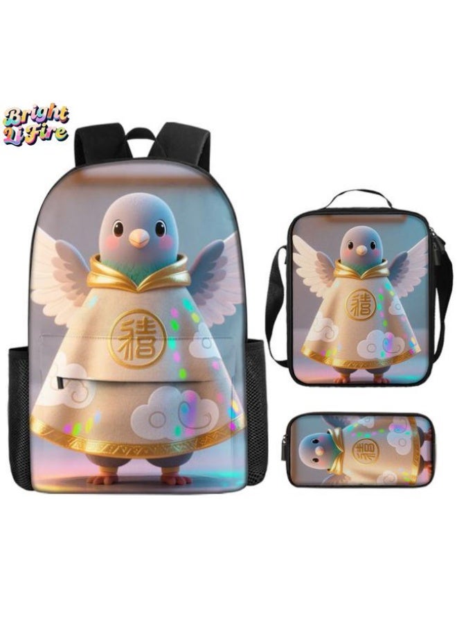 Bright Li Fire Fashion partner of student teenagers! Super cute cartoon bag three-piece set, easy to deal with various occasions (available for students, children, friends on outings, mountain climbing, schooling, etc.) - 9  - Image 1