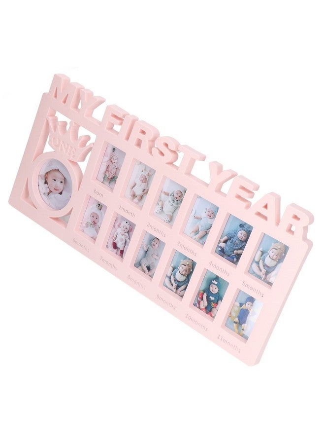 CHICIRIS Newborn Baby First Year Picture Frame with 12 Month Slots, Baby Monthly Collage Keepsake Frame for Photo Memories, White(pink) - Image 5