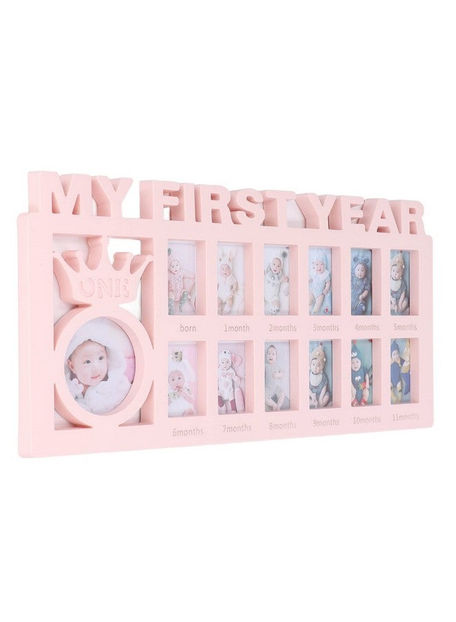 CHICIRIS Newborn Baby First Year Picture Frame with 12 Month Slots, Baby Monthly Collage Keepsake Frame for Photo Memories, White(pink) - Image 3