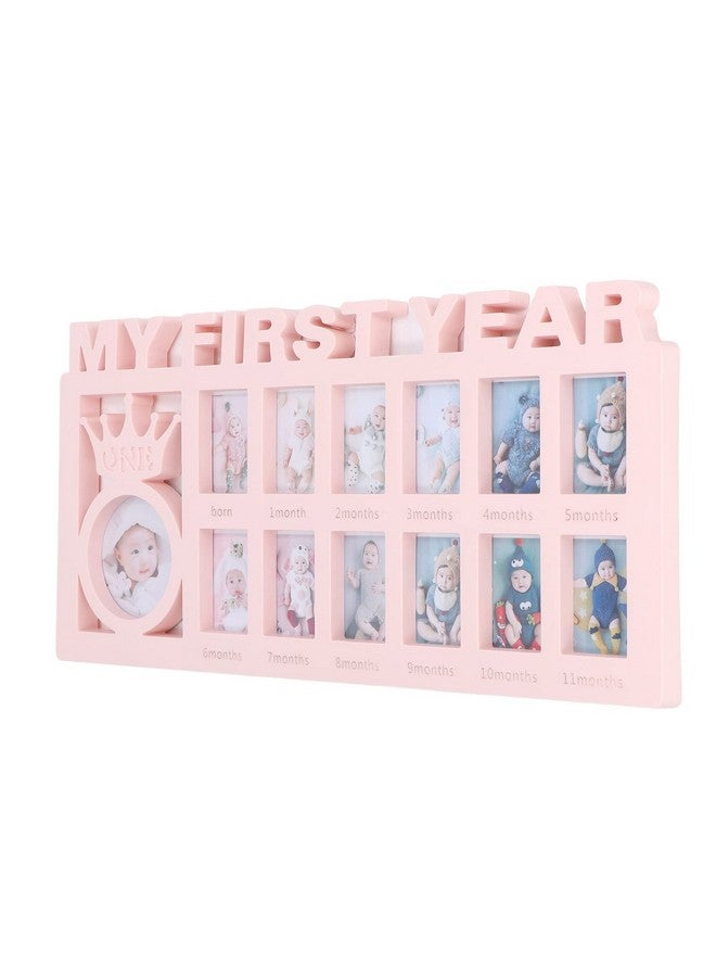 CHICIRIS Newborn Baby First Year Picture Frame with 12 Month Slots, Baby Monthly Collage Keepsake Frame for Photo Memories, White(pink) - Image 2