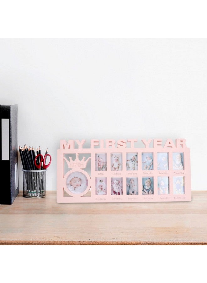 CHICIRIS Newborn Baby First Year Picture Frame with 12 Month Slots, Baby Monthly Collage Keepsake Frame for Photo Memories, White(pink) - Image 4