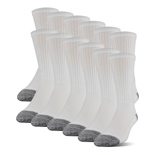 Gildan Men's Polyester Half Cushion Crew Socks, 12-Pairs, White, Shoe Size: 6-12 - Image 1