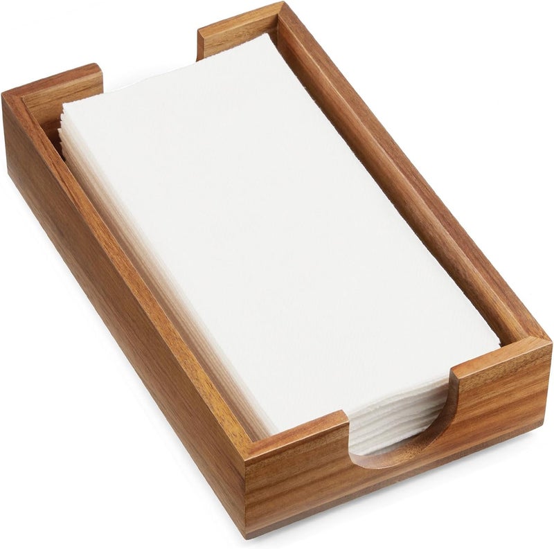 Bivvclaz Napkin Holder for Bathroom Acacia Wooden Guest Towel Holder Tray for Bathroom Disposable Paper Hand Towel Holder for Bathroom Accessories Dinner Napkin Holder for Kitchen Table Party - Image 1