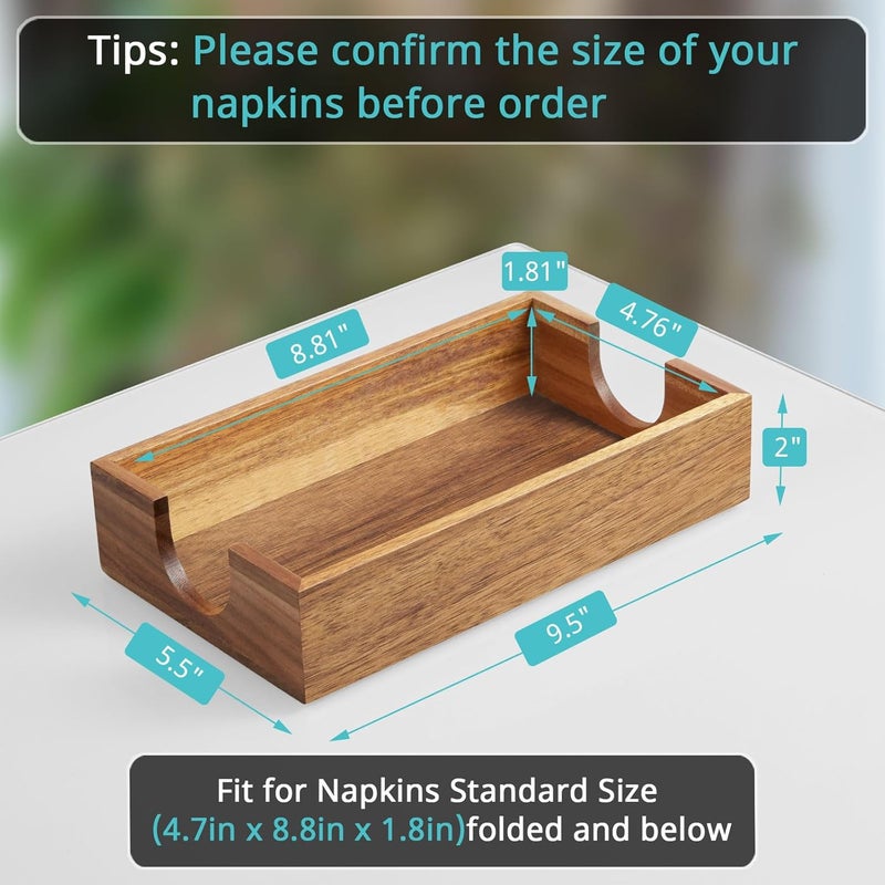 Bivvclaz Napkin Holder for Bathroom Acacia Wooden Guest Towel Holder Tray for Bathroom Disposable Paper Hand Towel Holder for Bathroom Accessories Dinner Napkin Holder for Kitchen Table Party - Image 2