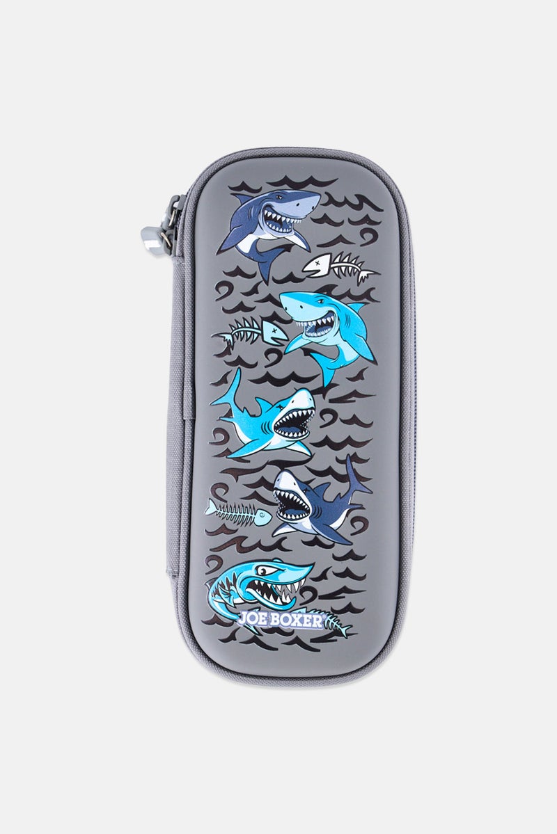 Joe Boxer Kids Boy Graphic Print Pencil Case, Grey - Image 1
