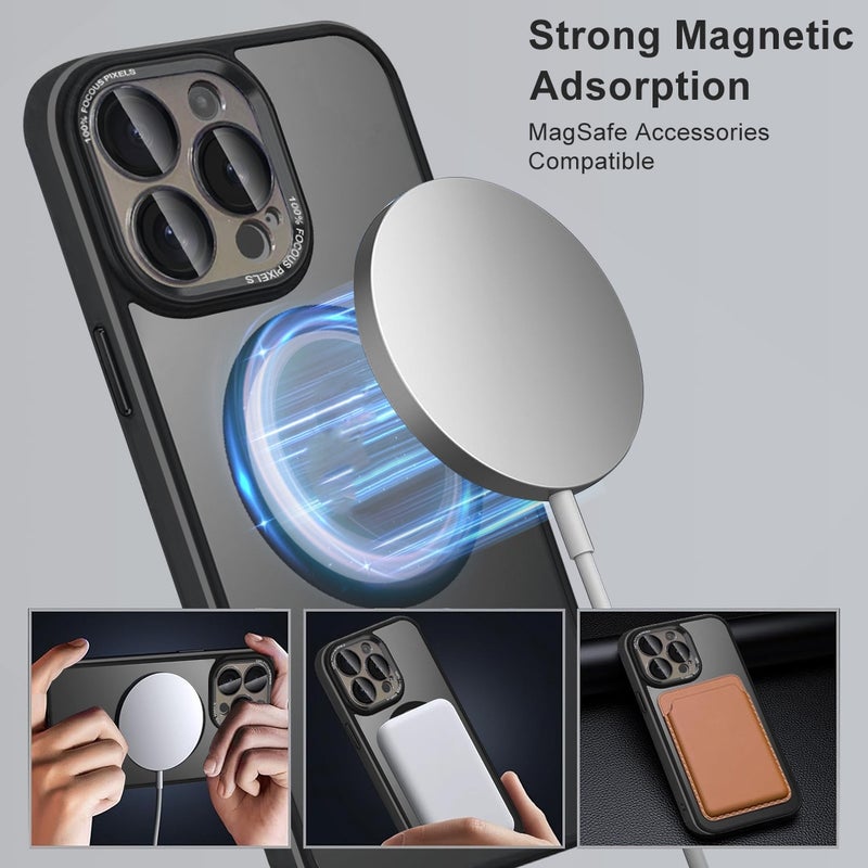 HuHa Protective Cover For iPhone 12 Pro Max Colorful Armor Lens Film Translucent Skin Feel MagSafe Phone Case(Pink) - Image 3