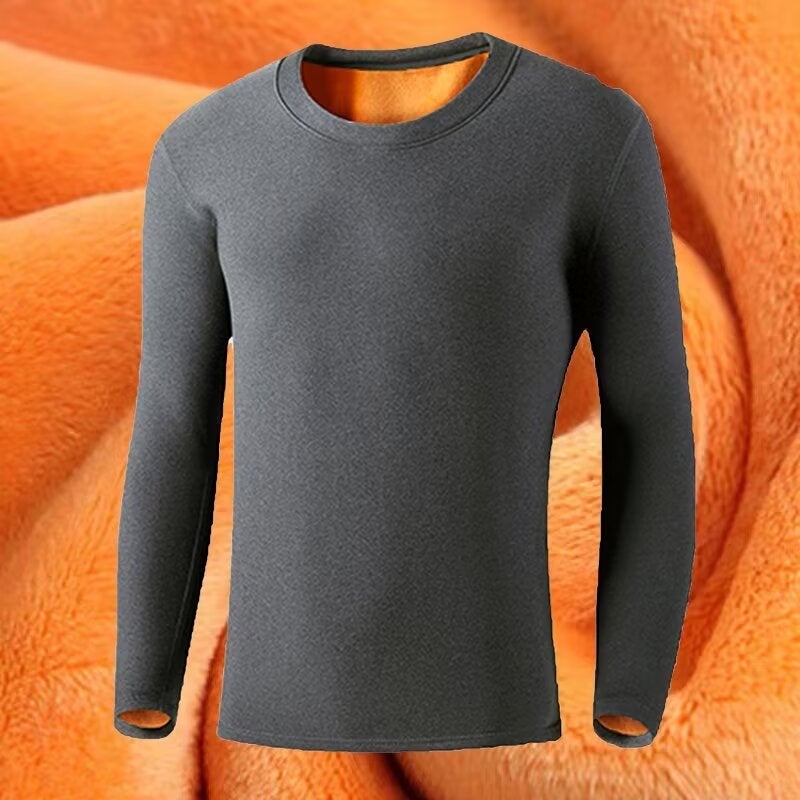 Gold Velvet T-Shirt Men'S Young And Middle-Aged Fleece-Lined Thickened Cold-Proof Base Shirt Inner Wearing Warm Clothes Cold-Resistant Round Neck Top - Image 1