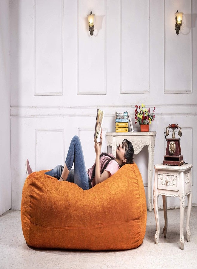 Nest Bedding كرسي بين باج عملاق من نيست بيدينج، طوله 6 أقدام، مناسب لغرفة المعيشة الداخلية، مثالي للألعاب، بدون حشوة، وسادة استرخاء (بدون حشوة) (برتقالي) - Image 2