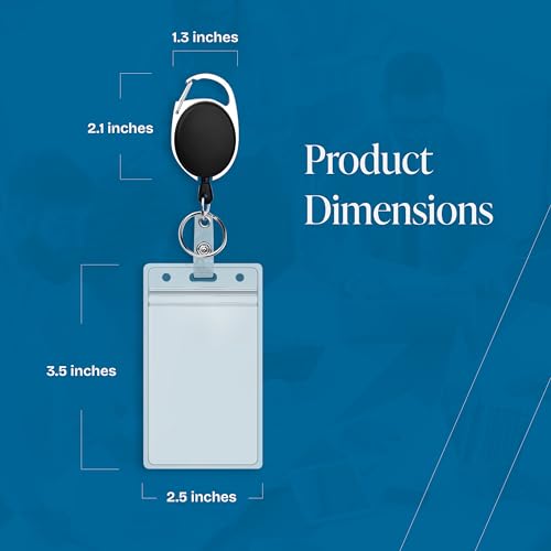 Will Well ID Badge Holders with Clip and Keyring - Vertical Clear Plastic 3.58" x 2.52" Sleeves Fit Up to 3 Cards - Retractable 24" UHMWPE Fiber Pull Cords for Easy Access - 10-Pack, Black Reels - Image 5
