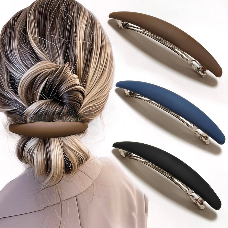 Markuii Large Hair Barrette Matte 4 Inch No Slip Not Easy to Break French Hair Clips for Women Thick to Thin Hair, 3 Pack - Image 1