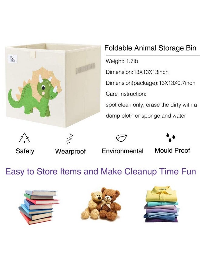 CLCROBD Foldable Animal Cube Storage Bins Fabric Toy Box/Chest/Organizer for Toddler/Kids Nursery, Playroom, 13 inch (Triceratops) - Image 3