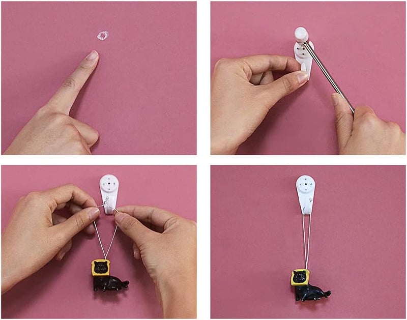 Non Trace Wall Hooks, Invisible Traceless White Hard Wall Picture Hooks Invisible Traceless Hardwall Painting Hangers for Picture Photo Frame Hangers, Pack of 32 - Image 5