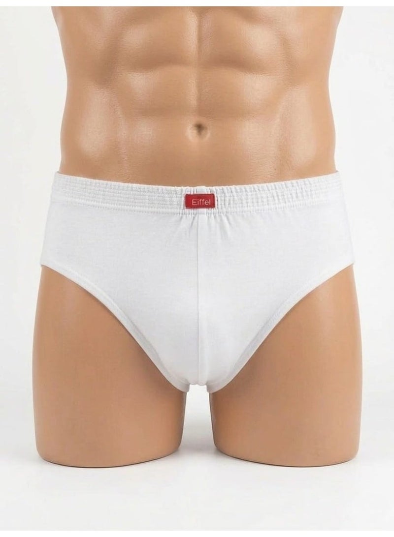 Eiffel Comfortable Classic Men's Briefs - 100% Premium Syrian Cotton - White( 2 pieces in pocket ) - Image 2