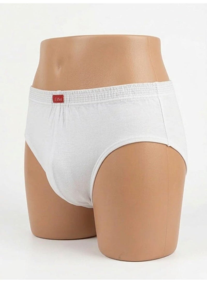 Eiffel Comfortable Classic Men's Briefs - 100% Premium Syrian Cotton - White( 2 pieces in pocket ) - Image 3
