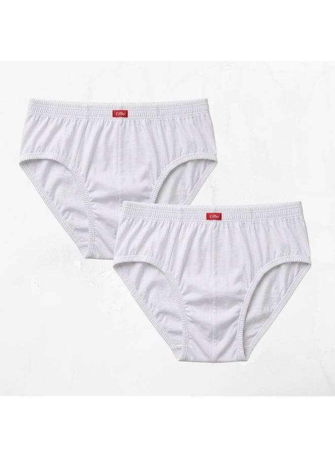 Eiffel Comfortable Classic Men's Briefs - 100% Premium Syrian Cotton - White( 2 pieces in pocket ) - Image 1