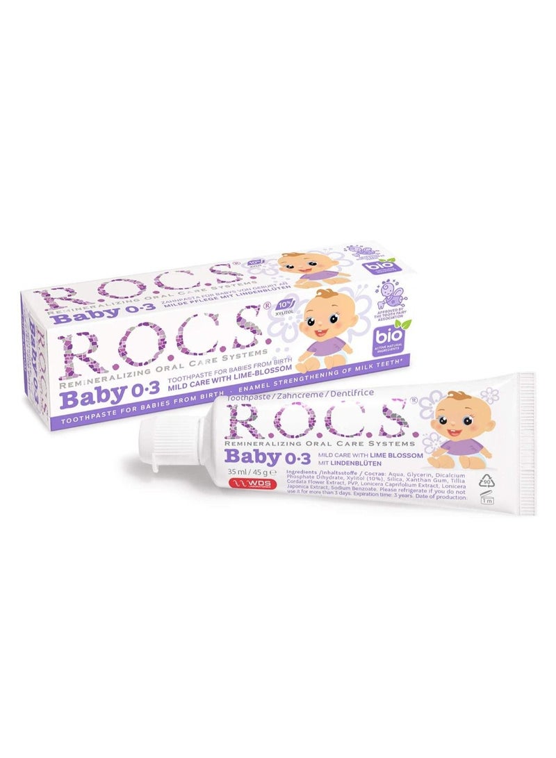 Rocs Kids Lime Blossom 0 to 3 Toothpaste 35ml - Image 1