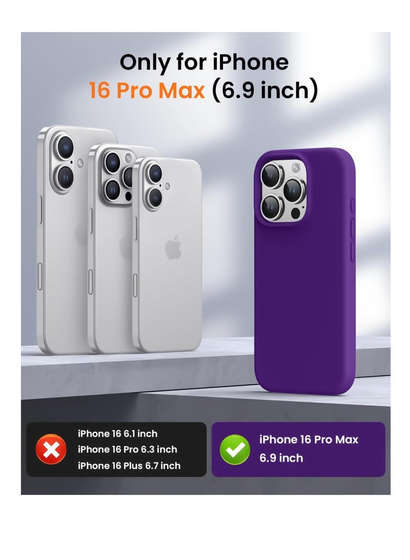 Compatible with iPhone 16 Pro Max 6.9-inch Case, Premium Liquid Silicone Case, Full Body Protective Cover, Shockproof, Slim Phone Case, Anti-Scratch Soft Microfiber Lining - Purple  - Image 5