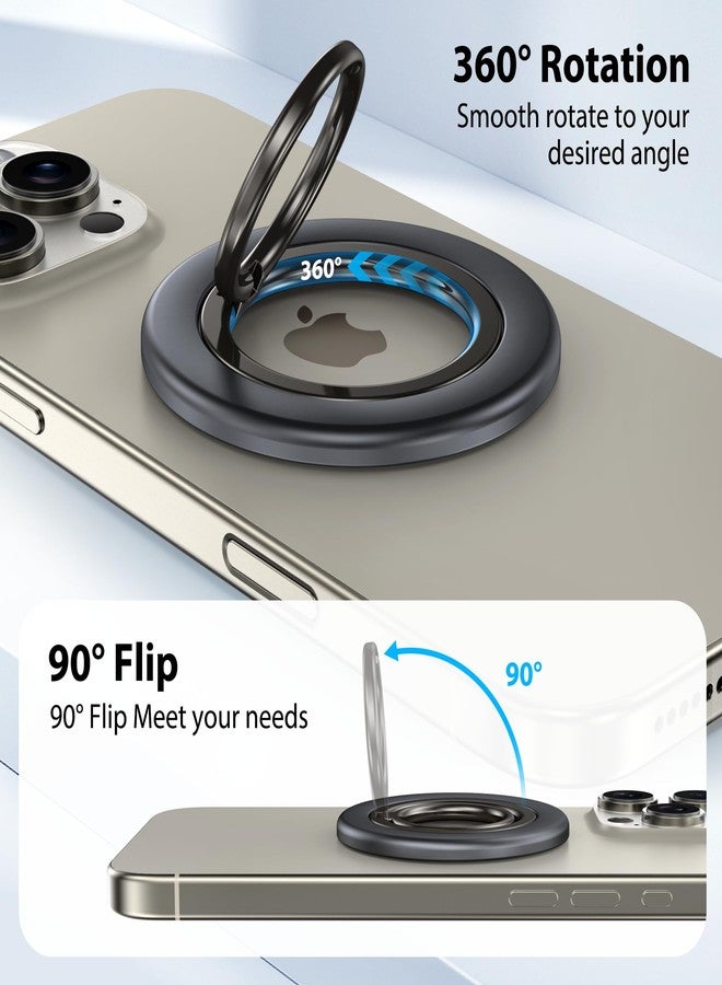 CreaDream 2PC Magnetic Phone Ring Holder for MagSafe, 360° Rotation Magnet Cell Phone Finger Ring Grip Stand, Two-Sided Magnetic Adjustable Kickstand, Compatible with iPhone 16 15 14 13 Series - Image 3