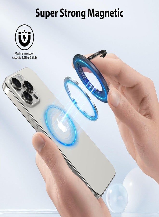 CreaDream 2PC Magnetic Phone Ring Holder for MagSafe, 360° Rotation Magnet Cell Phone Finger Ring Grip Stand, Two-Sided Magnetic Adjustable Kickstand, Compatible with iPhone 16 15 14 13 Series - Image 2