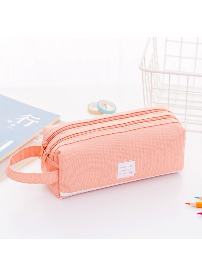 HELPS New Creative Double-layer Large Capacity Portable Pencil Case Simple Oxford Cloth Double Zipper Pencil Case Stationery Bag Stationery Box - Image 1