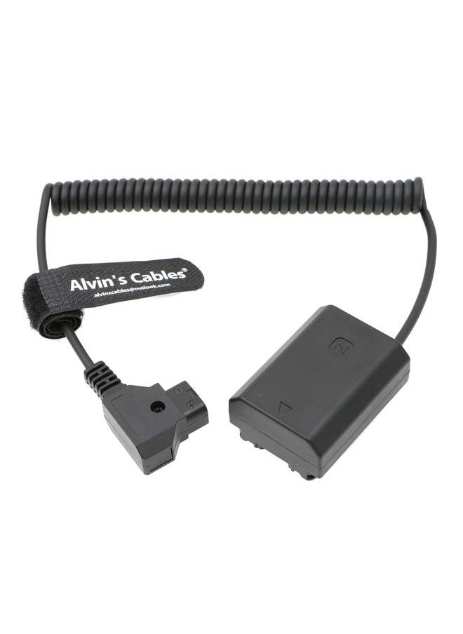 Alvin's Cables - NP FZ100 Dummy Battery to D tap Coiled Power Cable for Sony A7III A7RIII A7SIII A7C A7IV A9 FX3 Camera - Image 1