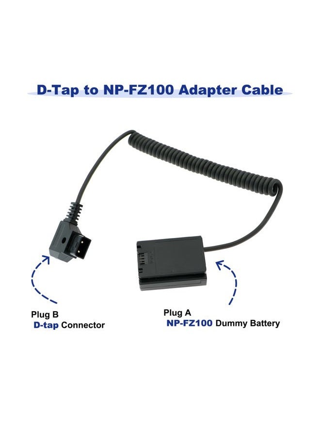 Alvin's Cables - NP FZ100 Dummy Battery to D tap Coiled Power Cable for Sony A7III A7RIII A7SIII A7C A7IV A9 FX3 Camera - Image 1