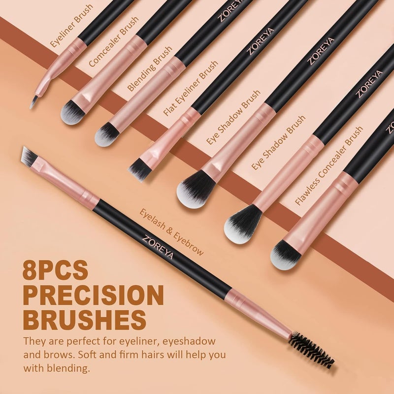 Raffaello Makeup Brushes Makeup Brush Set - 15 Pcs Premium Synthetic Foundation Concealers Eye Shadows Make Up Brush,Eyeliner Brushes(RoseGold) - Image 5