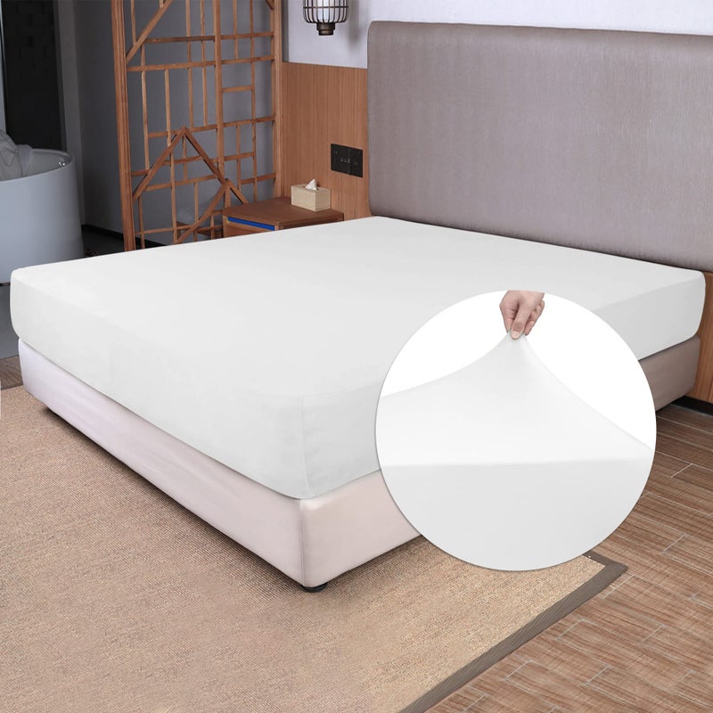 N&Y HOME Soft Stretch Queen Size Fitted Sheet Only  Jersey Knit Cozy TShirt Like  4Way Stretchy Snug Fit  Stay in Place No More Slipping Off for Mattress Deep 516  White Queen 
