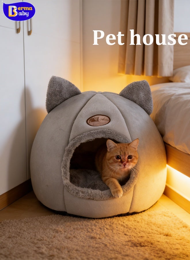 Large Cat Bed Cave House 2-In-1 Pet Bed House Cat Tent With Removable Washable Cushion,With Warm Soft Comfortable Bed Sleeping House For Cats And Dogs Nest  House Cat Sleeping Cave(L Size) - Image 1