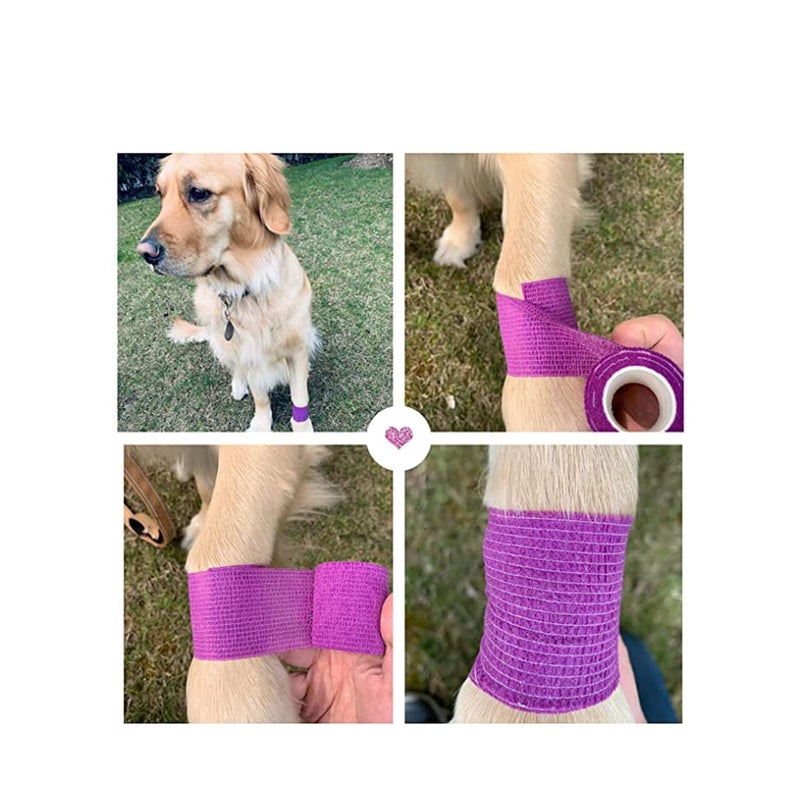 SOLARAE Self-Adherent Non Woven Bandage Wrap, Self Adhesive Pet Vet Wrap Bandage, Sports Cohesive Tape for Wrist, Ankle Sprains & Swelling, Wrist Ankle 2 Inch x 8 Rolls - Image 2