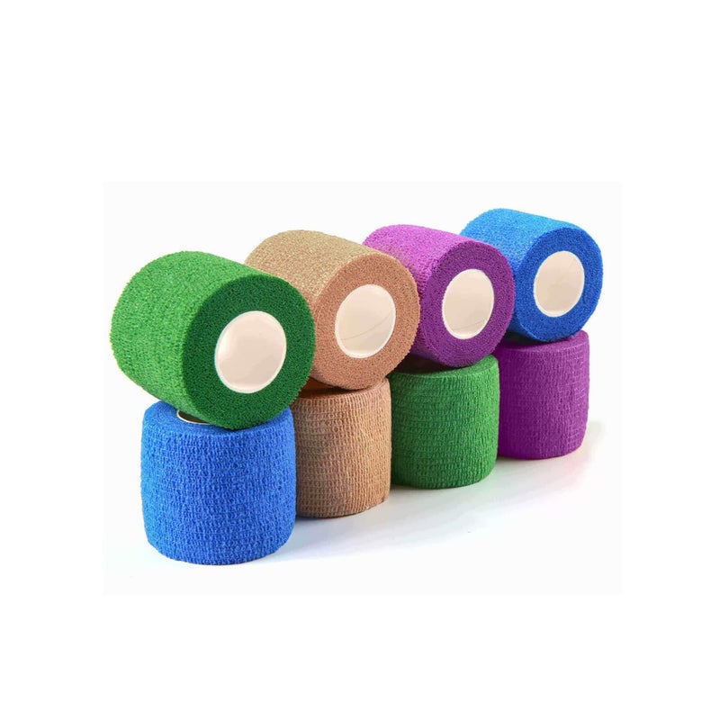 SOLARAE Self-Adherent Non Woven Bandage Wrap, Self Adhesive Pet Vet Wrap Bandage, Sports Cohesive Tape for Wrist, Ankle Sprains & Swelling, Wrist Ankle 2 Inch x 8 Rolls - Image 1
