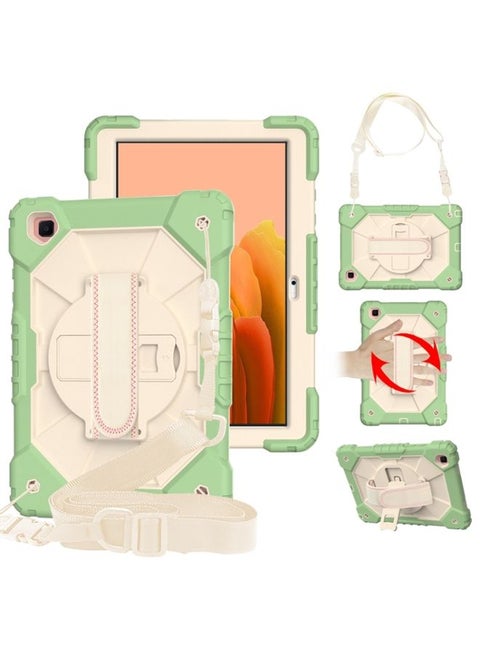 Case Cover For Samsung Galaxy Tab A7 T500 / T505 Contrast Color Robot Shockproof Silicon + PC Protective Case with Holder & Shoulder Strap Matcha Green