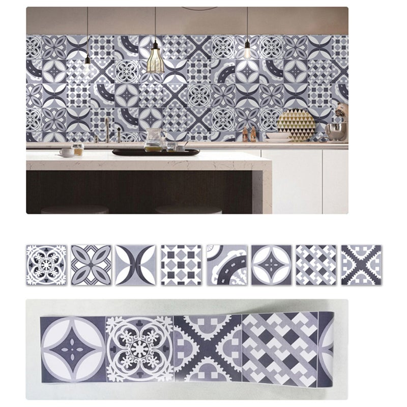 1PC Self Adhesive Retro Tile Stickers Waterproof PVC Removable Wall Stickers Decals DIY Wallpapers for Kitchen Bathroom Home Tidy Protection - Image 1