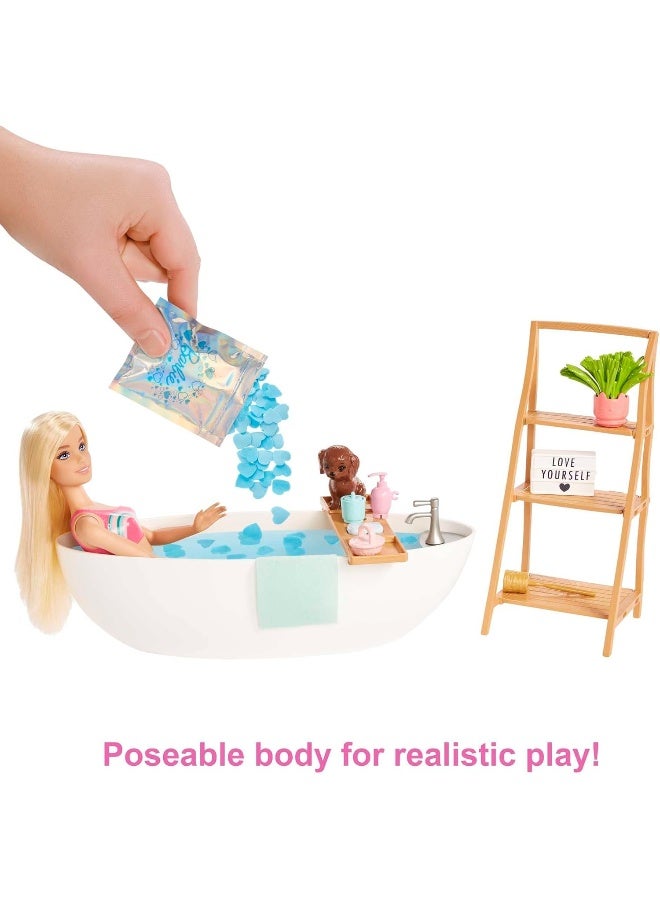 Barbie Doll & Bathtub Playset, Blonde, Confetti Soap & Accessories - Image 3